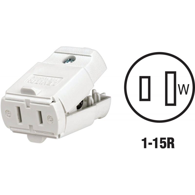 Leviton Hinged Cord Connector White, 15
