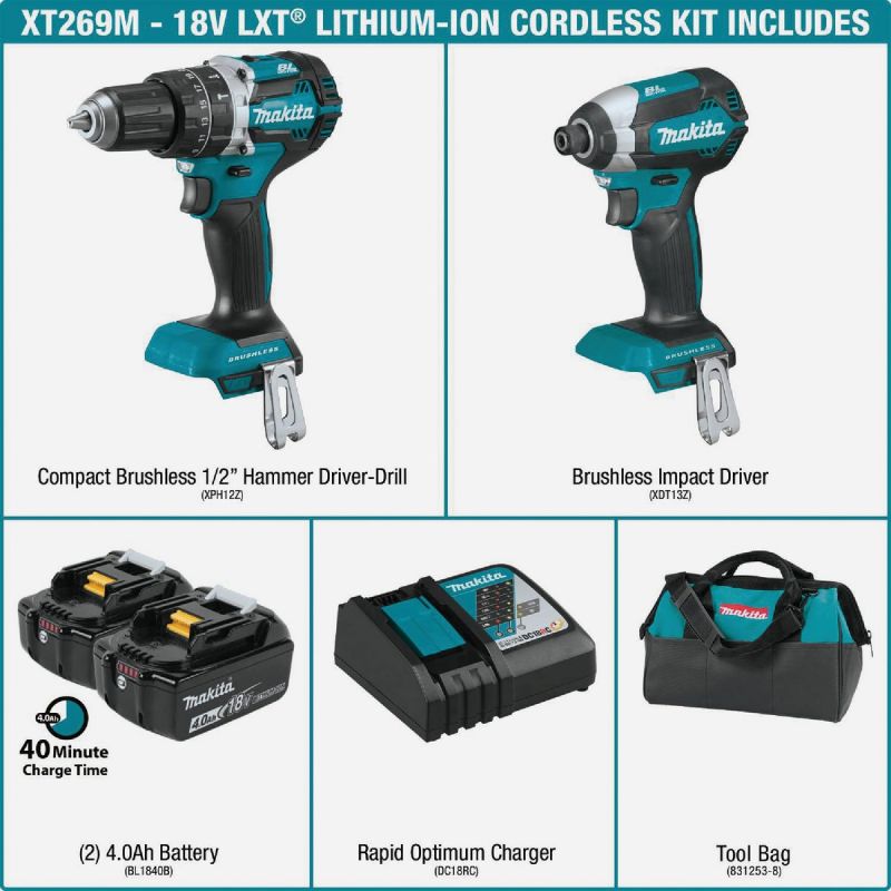 Makita 18V LXT Li-Ion Brushless Hammer Drill &amp; Impact Cordless Tool Combo Kit