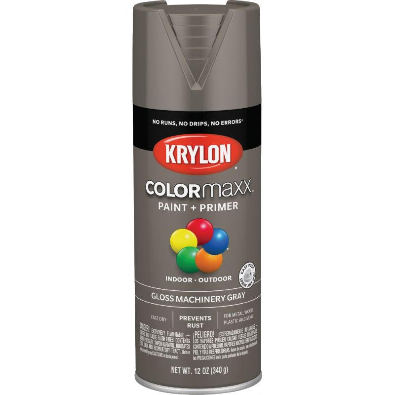 Krylon ColorMaxx Spray Paint + Primer Machinery Gray, 12 Oz.