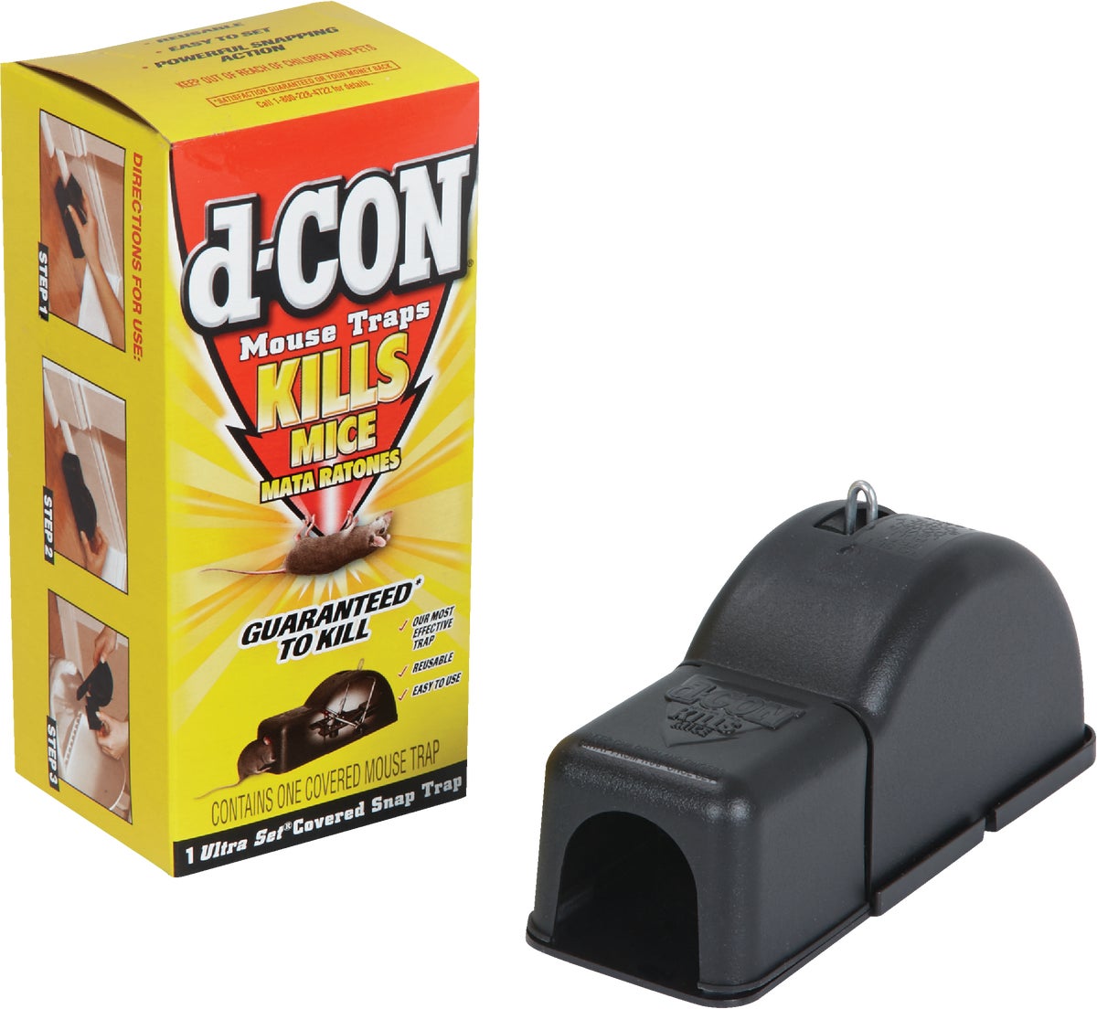 2 Traps New D-Con Reusable Ultra Set Covered Mouse Snap Trap 