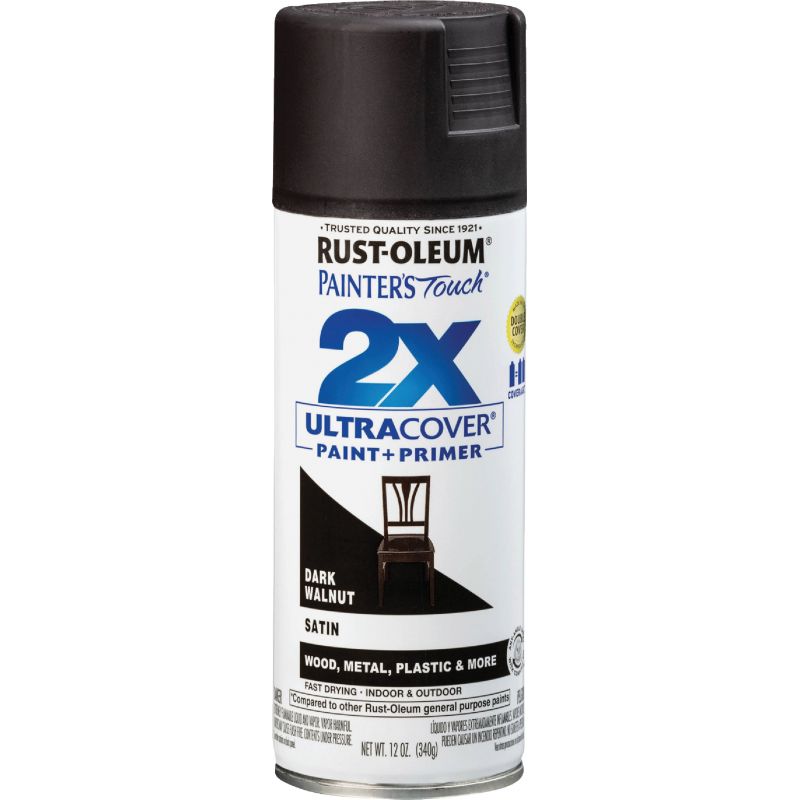 Rust-Oleum Painter&#039;s Touch 2X Ultra Cover Paint + Primer Spray Paint Dark Walnut, 12 Oz.