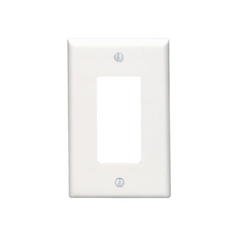 Leviton 80601-W Wallplate, 4.88 in L, 3.13 in W, 1-Gang, Thermoset Plastic, White, Smooth White