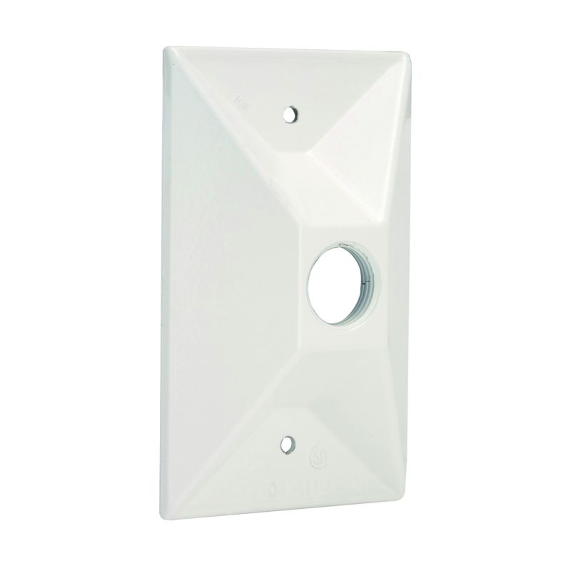 Hubbell 5186-6 Cluster Cover, 4-19/32 in L, 2-27/32 in W, Rectangular, Zinc, White, Powder-Coated White