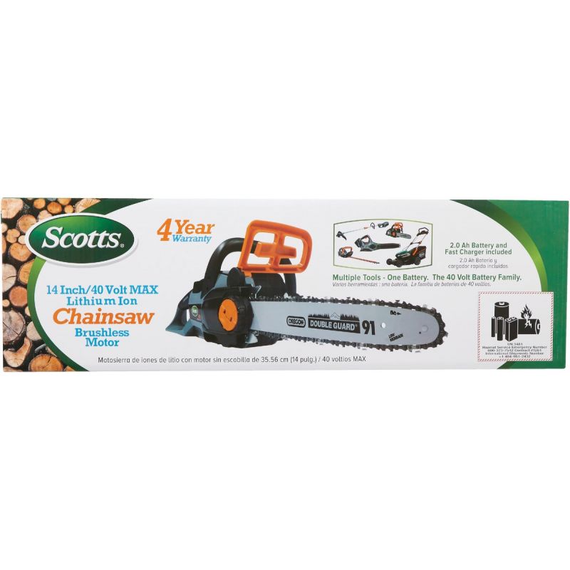 Scotts 20-volt 10-in Brushless Battery 2 Ah Chainsaw (Battery and