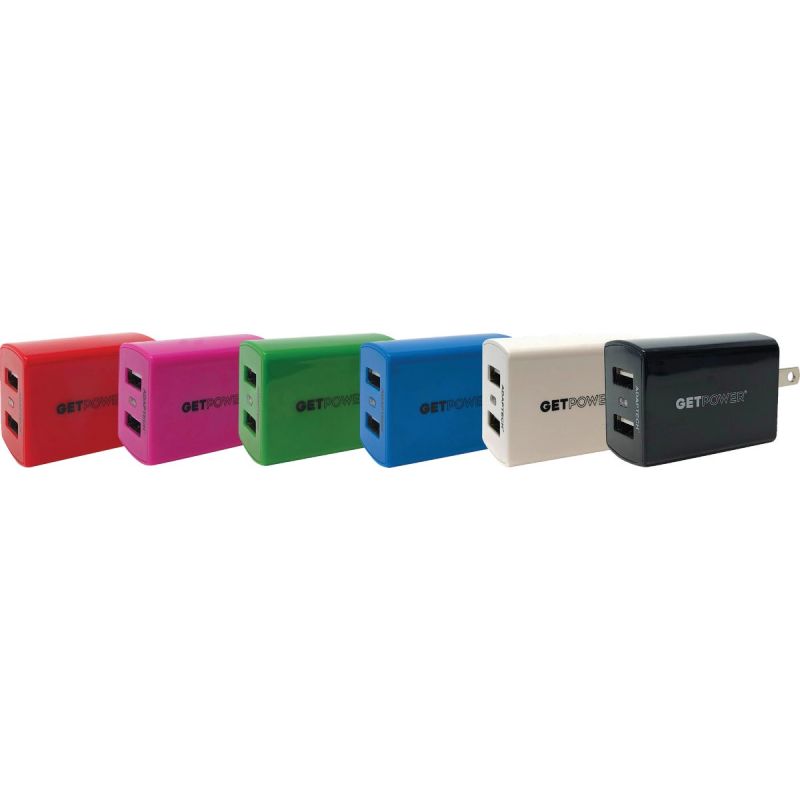 GetPower Wall Dual USB Charger Assorted, 2.4