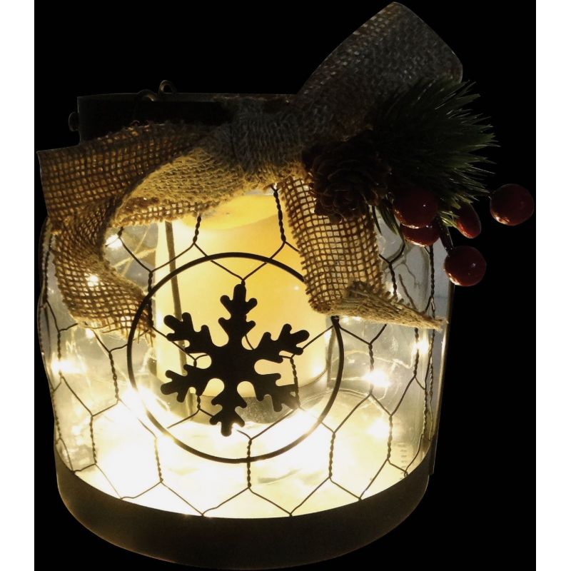 Alpine LED Lantern with Chicken Wire Holiday Decoration 7 In. W. X 6 In. H. X 7 In. L.