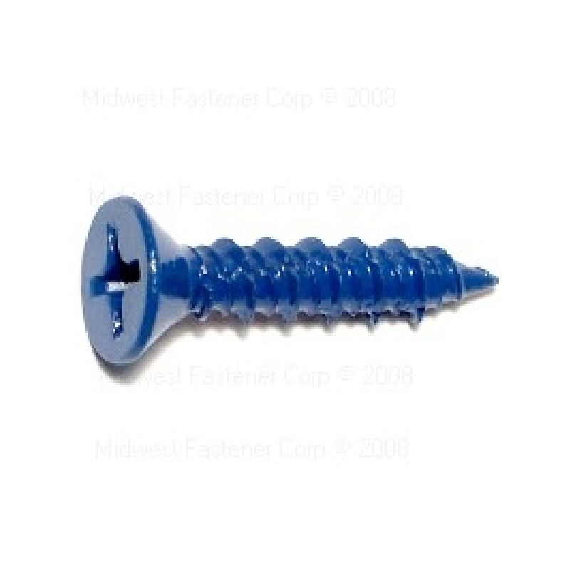 MIDWEST FASTENER 09279 Screw, 1/4 in Thread, 1-1/4 in L, High-Low Thread, Flat Head, Phillips Drive, Sharp Point, Steel Blue Ruspert