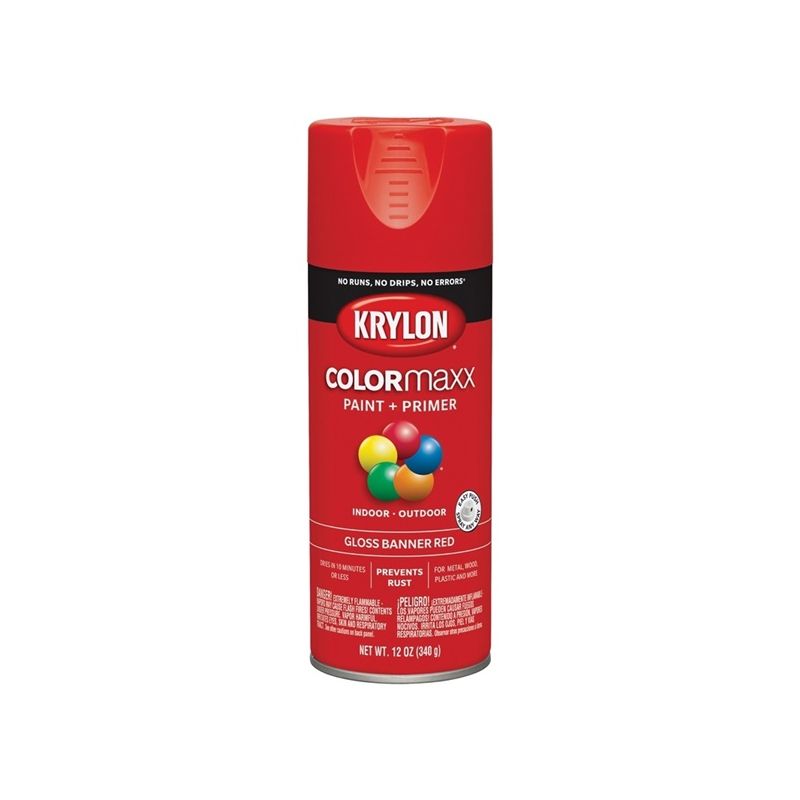 Krylon K05503007 Enamel Spray Paint, Gloss, Banner Red, 12 oz, Can Banner Red