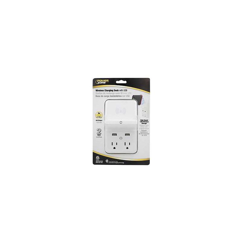 PowerZone ORPBUWC01 Outlet Tap, 2.5 A, 2-USB Port, 2-Outlet, White White