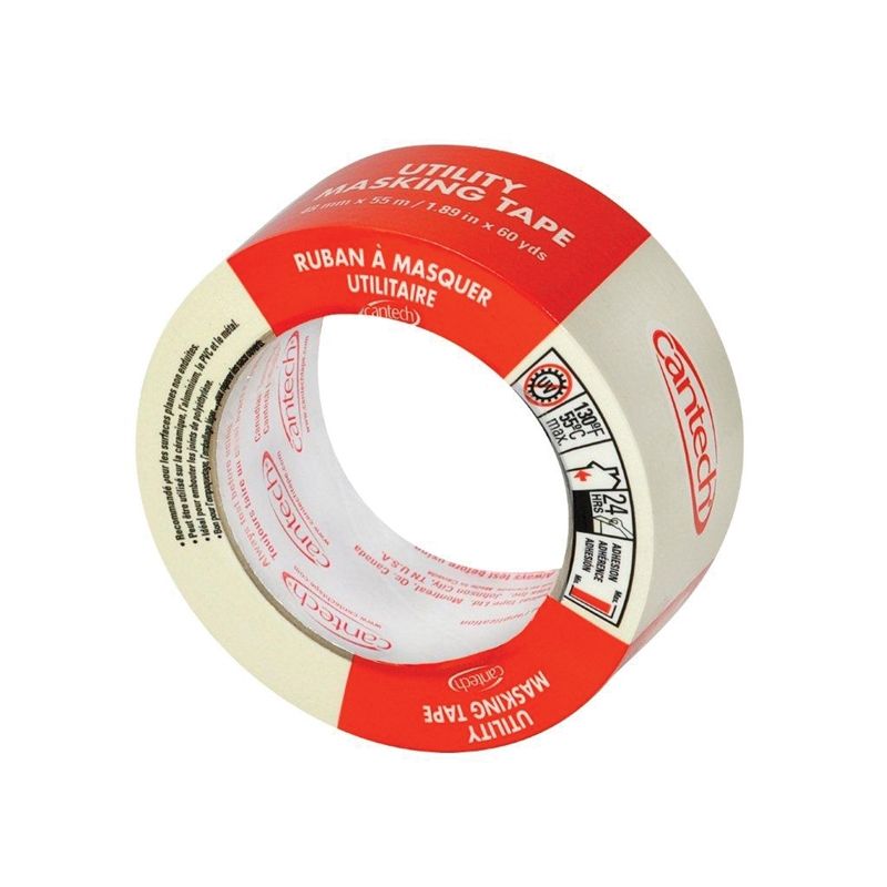 Cantech 302 Series 302-48 Masking Tape, 55 m L, 48 mm W, Natural Natural