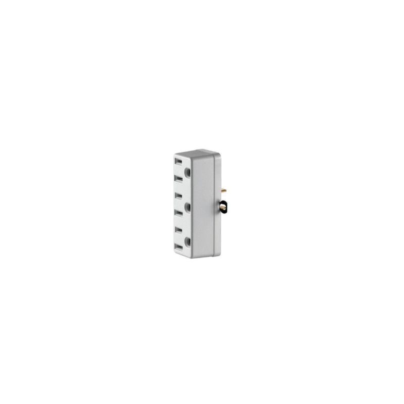 Leviton C22-00698-00W Triple Tap Outlet Adapter, 2 -Pole, 15 A, 125 V, 3 -Outlet, NEMA: NEMA 5-15R, White White