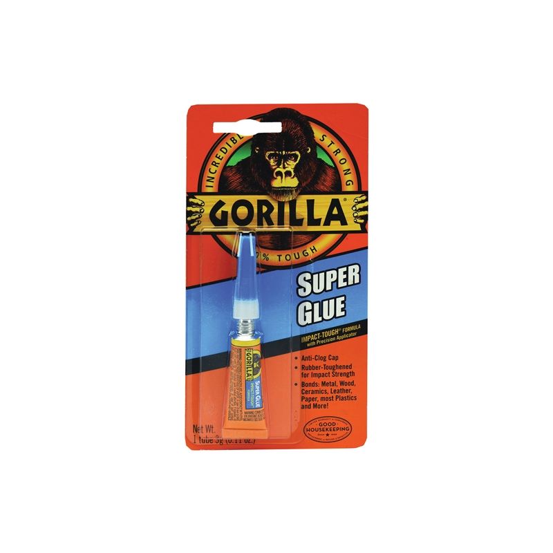 Gorilla 7900102 Super Glue, Liquid, Irritating, Straw/White Water, 3 g Tube Straw/White Water