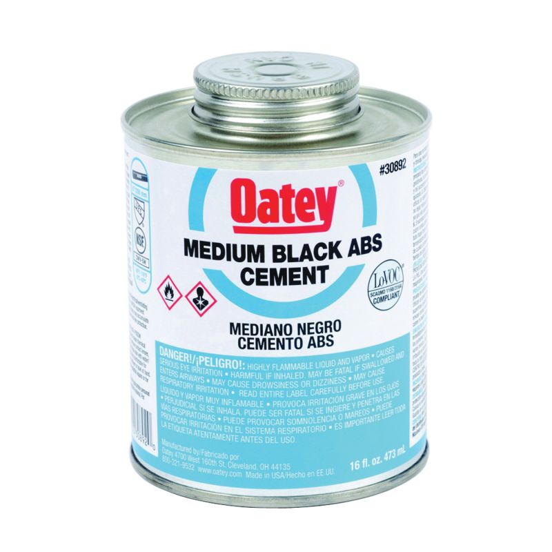 Oatey 30892 Solvent Cement, Opaque Liquid, Black, 16 oz Can Black