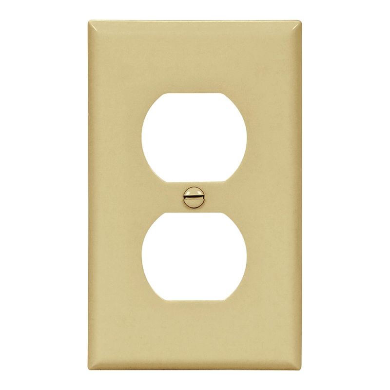 Eaton Wiring Devices 5132V Wallplate, 4-1/2 in L, 2-3/4 in W, 1 -Gang, Nylon, Ivory, High-Gloss, Flush Mounting Ivory