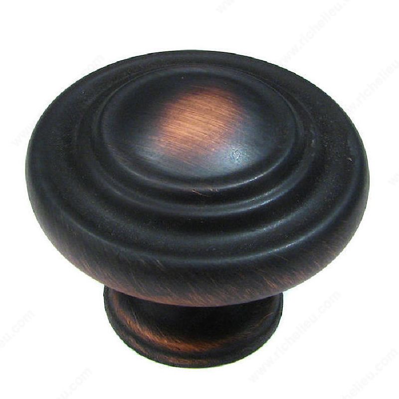 Richelieu BP10734BORB Cabinet Knob, 31/32 in Projection, Metal, Brushed Oil-Rubbed Bronze 1-11/32 In Dia, Traditional