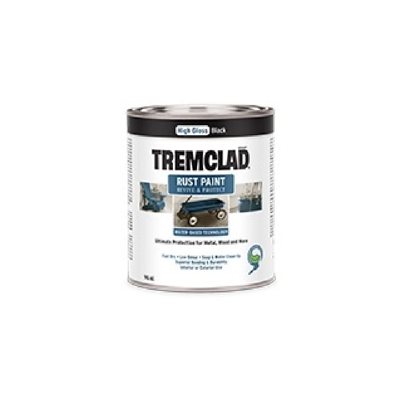 Tremclad 26026WB504 Rust Preventative Paint, Water, Gloss, Black, 946 mL, Can, 87 sq-ft Coverage Area Black