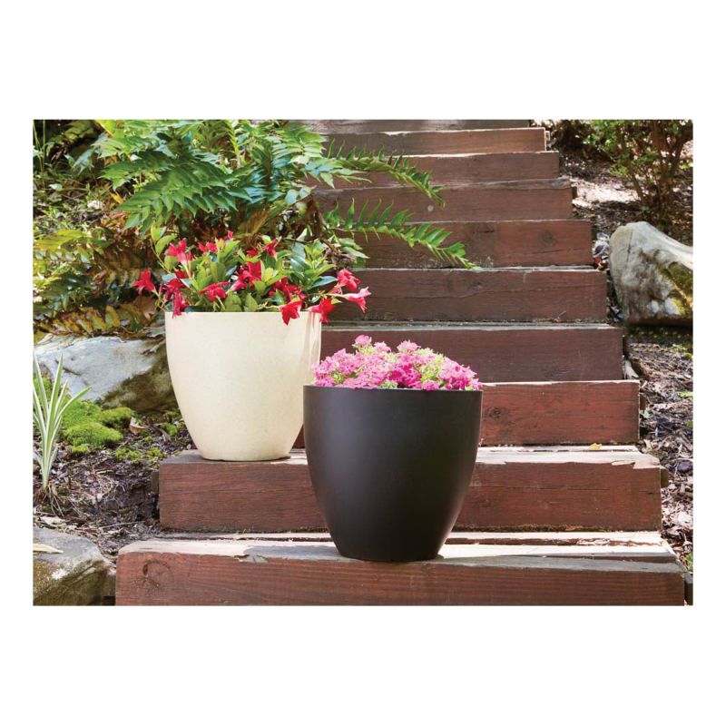 Southern Patio HDR-091608 Planter, 9 in H, Egg, Plastic/Resin, White, Stone Aesthetic White