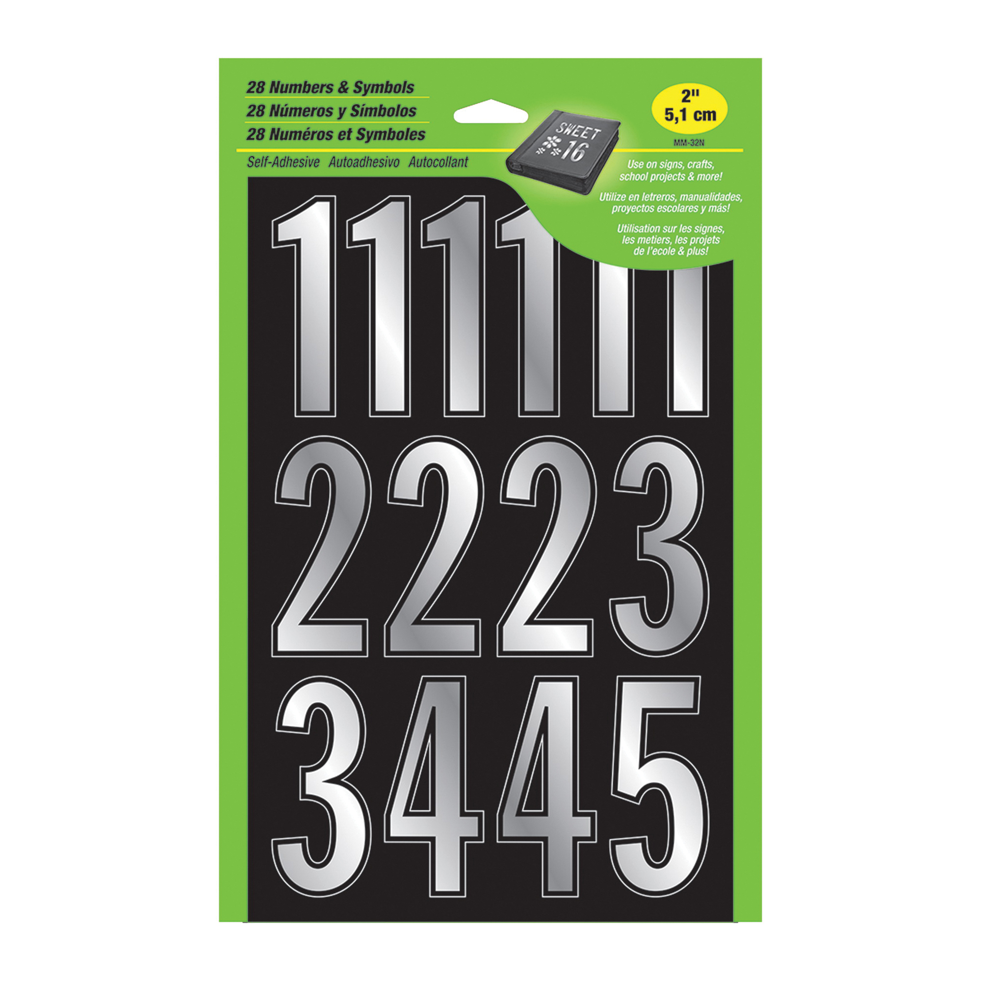 HY-KO MM-7L Packaged Letter Set, 1-3/4 in H Character, Black