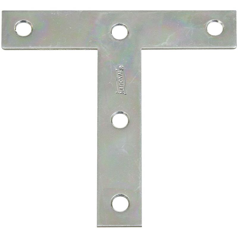 National Hardware V116 Series N113-753 T-Plate, 4 in L, 0.07 in Thick, Steel, Zinc
