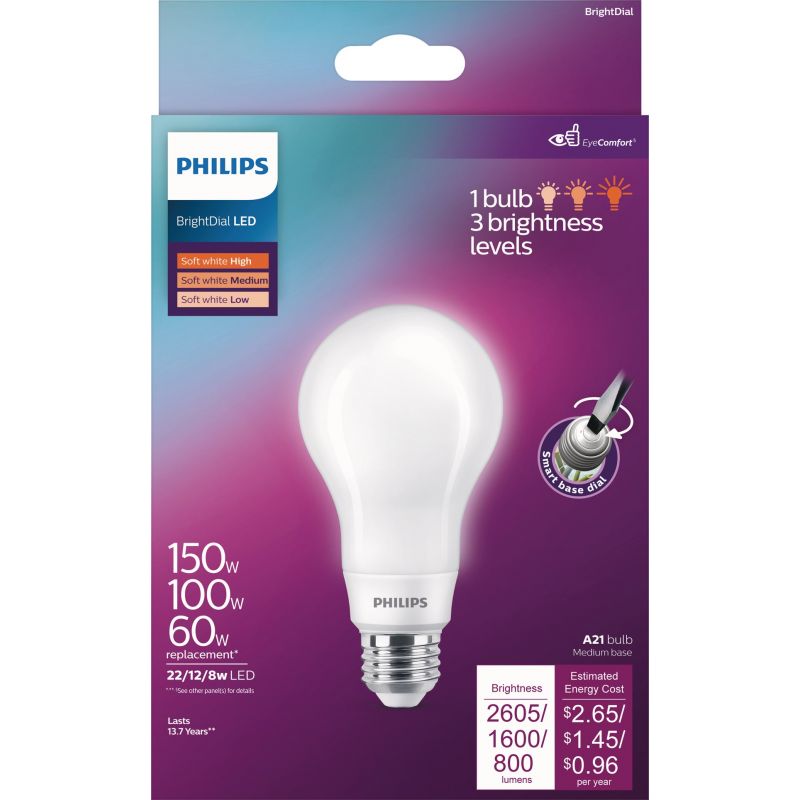 Philips BrightDial LED A21 Light Bulb