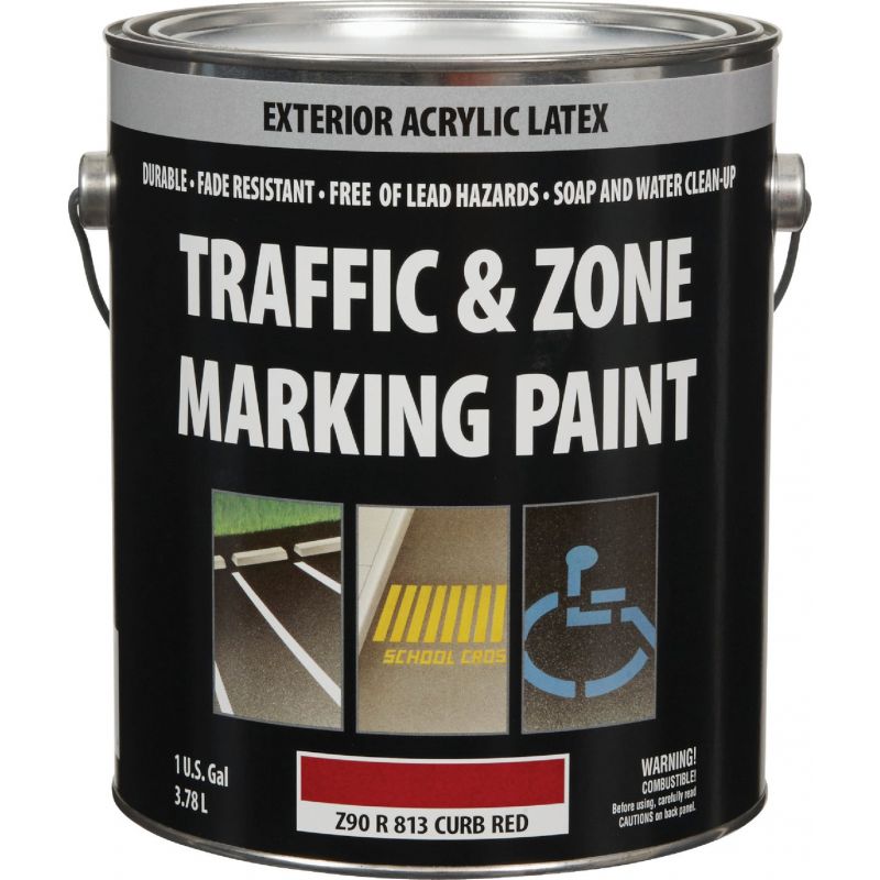 Latex Traffic And Zone Marking Traffic Paint Curb Red, 1 Gal.