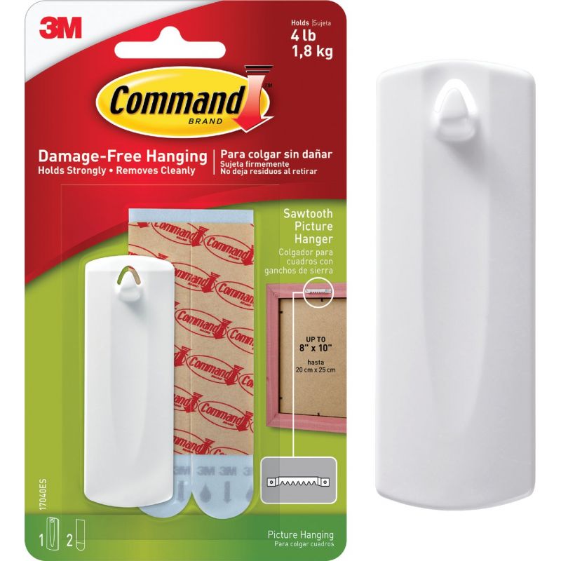 3M Command Sawtooth Adhesive Picture Hanger White