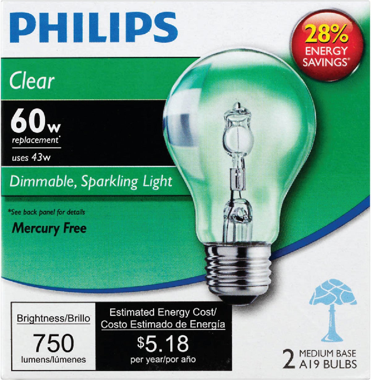 philips 43w 120v 750 lumens