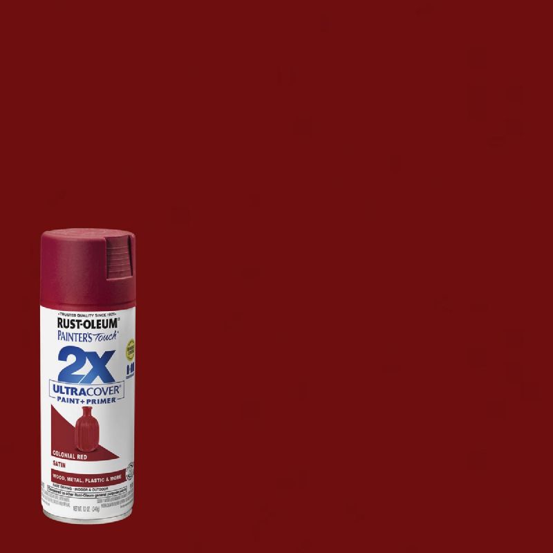 Rust-Oleum Painter&#039;s Touch 2X Ultra Cover Paint + Primer Spray Paint Colonial Red, 12 Oz.