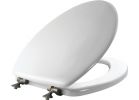 Mayfair Toilet Seat with Brushed Nickel Hinges White, Elongated