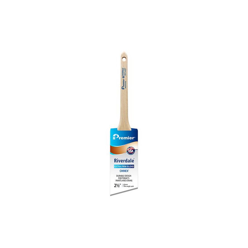 Premier Riverdale 17242 Paint Brush, 2-1/2 in W, Thin Angle Sash Brush, 2-11/16 in L Bristle, Chinex Bristle
