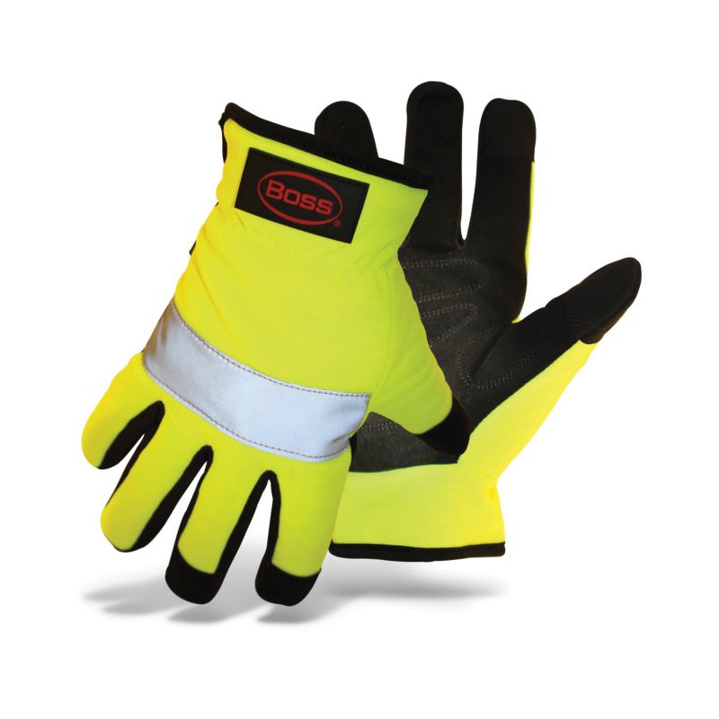 Boss 991L Mechanic Gloves, L, Open Cuff, Synthetic Leather L
