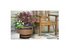 Southern Patio HDR-055440 Planter, 15.4 in H, 15.4 in W, 9.1 in D, Round, Whiskey Barrel Design, Plastic, Natural Oak Natural Oak