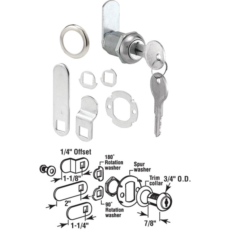 Defender Security Chrome Drawer and Cabinet Lock 21/32 In., Chrome