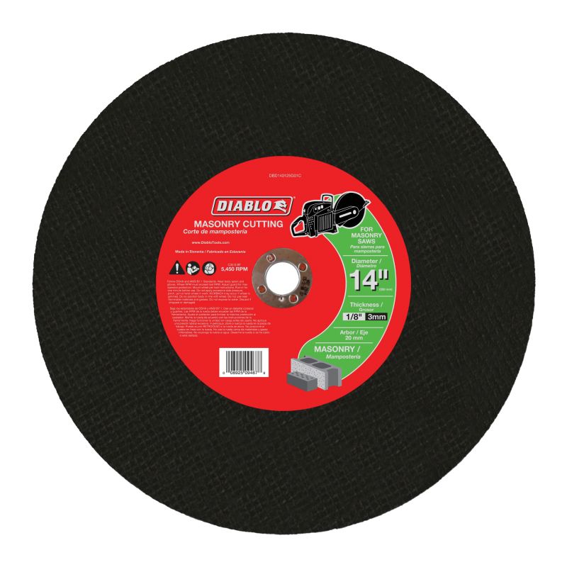 Diablo DBD140125G01C Cut-Off Disc, 14 in Dia, 1/8 in Thick, 1 in Arbor, Aluminum Oxide Abrasive