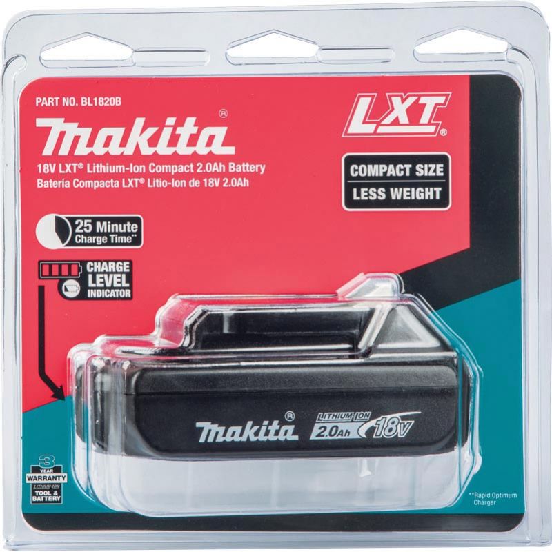 Makita BL1820B Battery, 18 V Battery, 2 Ah, 25 min Charging