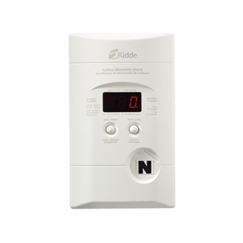Kidde 900-0076-05 Carbon Monoxide Alarm, 10 ft, +/-30 % Accuracy, 4 to 15 min Response, Digital Display, 85 dB White