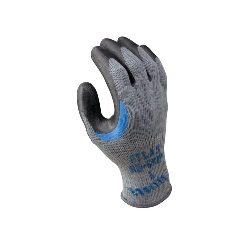 Showa 330M-08.RT Work Gloves, M, Reinforced Crotch Thumb, Knit Wrist Cuff, Natural Rubber Coating, Black/Gray M, Black/Gray