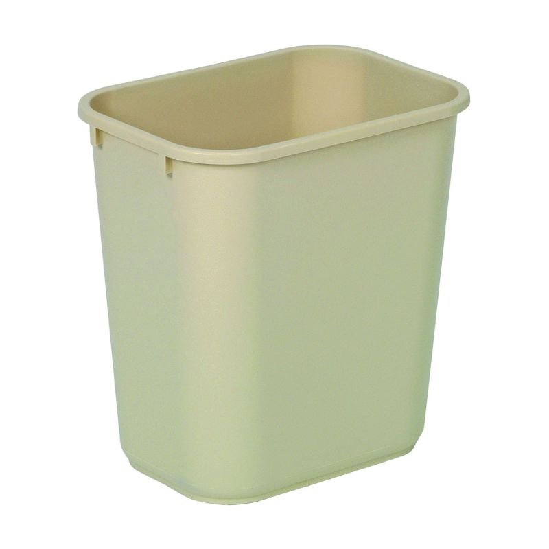 CONTINENTAL COMMERCIAL 2818BE Waste Basket, 28.125 qt Capacity, Plastic, Beige, 15 in H 28.125 Qt, Beige
