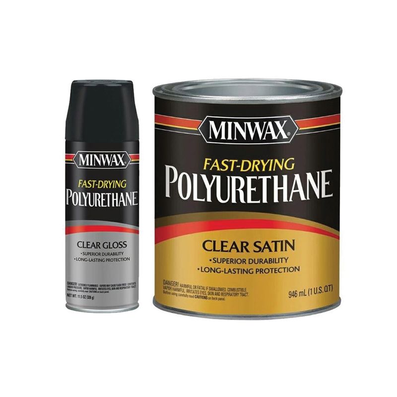 Minwax 310014444 Polyurethane, Satin, Liquid, Clear, 0.5 pt, Can Clear