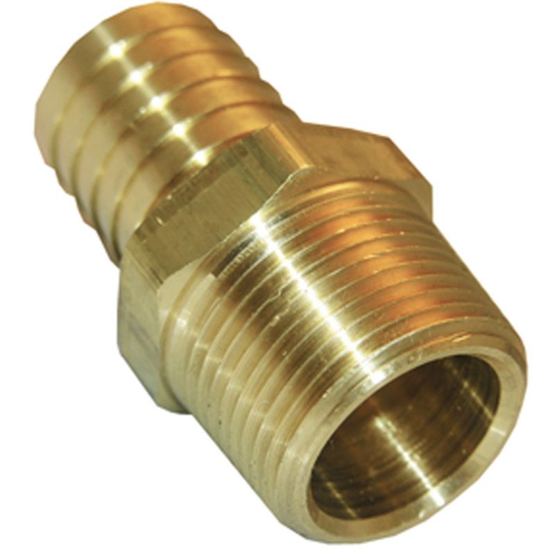 Lasco Brass Hose Barb X Male Pipe Thread Adapter 1/2&quot; MPT X 1/4&quot; Hose Barb
