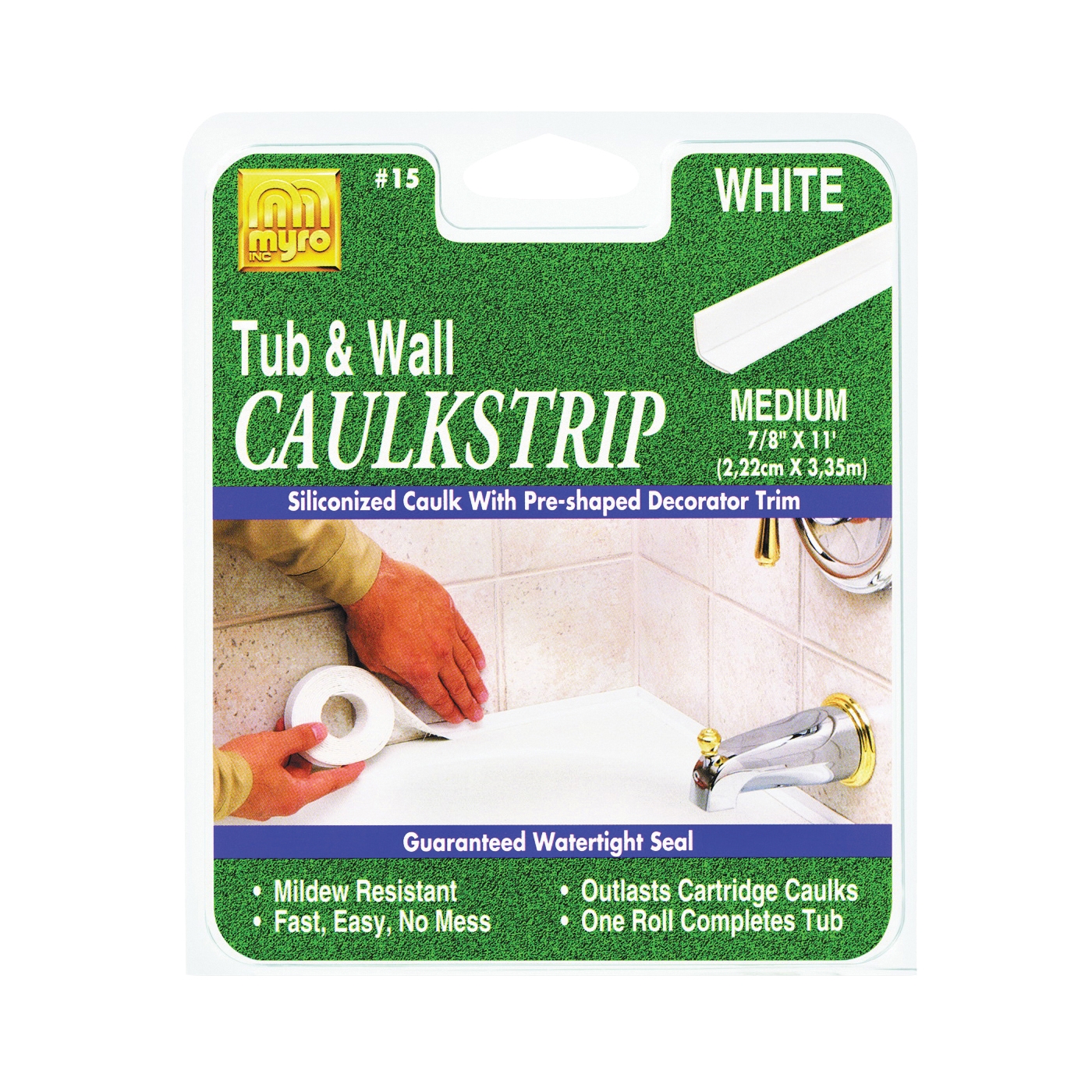 Homax Floor and Tub Caulk Strip, White, 1-1/4 x 5