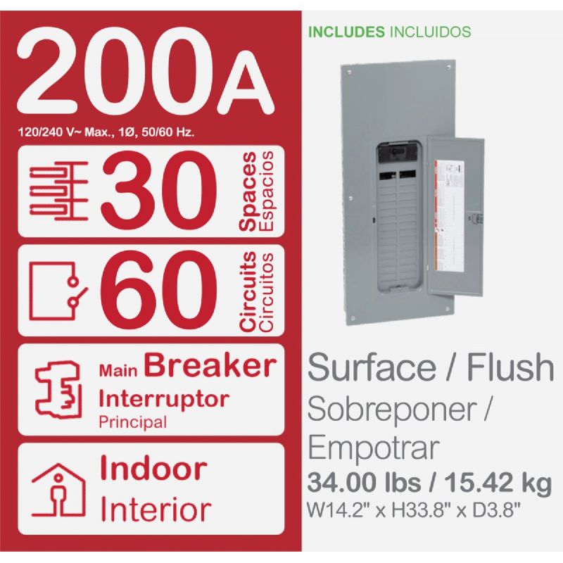 Square D Homeline Value Pack Main Breaker Plug-on Neutral Load Center 200