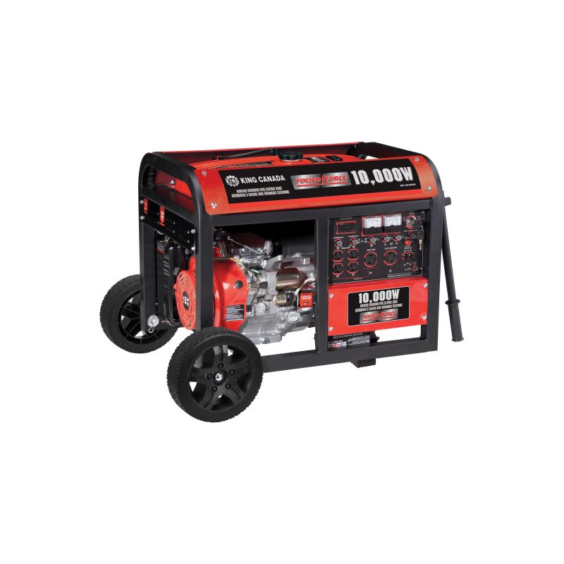 King Canada KCG-12000GE Generator, 75/35.5 A, 120/240 V, 9000 W Output, Gasoline, 30 L Tank, 8 to 9 hr Run Time 30 L