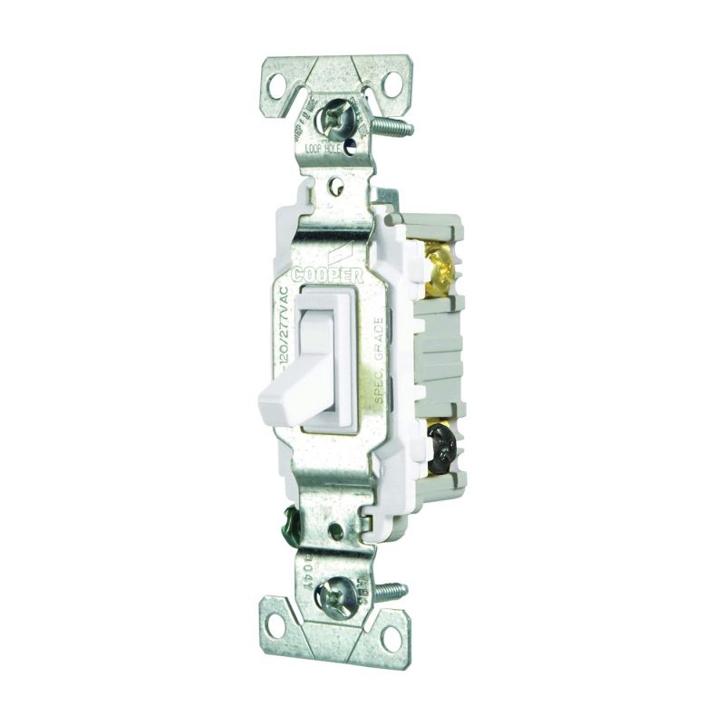 Eaton Wiring Devices CSB115STW-SP Toggle Switch, 15 A, 120/277 V, Screw Terminal, Nylon Housing Material, White White