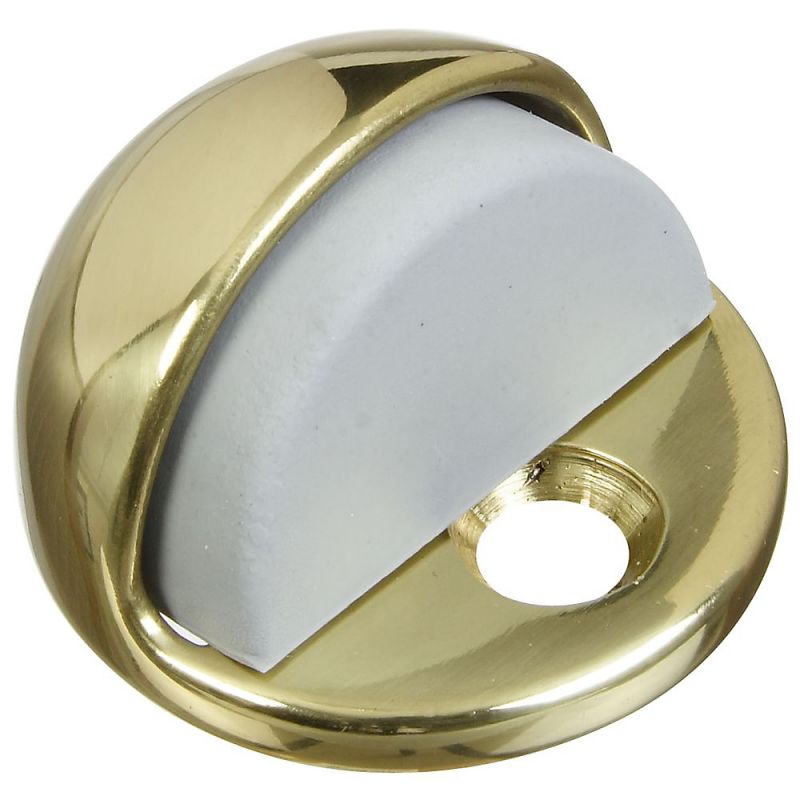 National Hardware MPB1936 Series N327-577 Door Stop, 1-3/4 in Dia Base, Brass/Rubber, Solid Brass