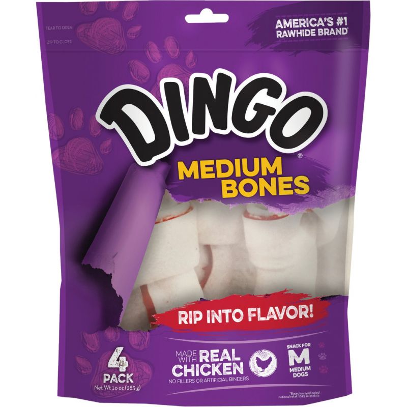 Dingo Medium Bones Rawhide Chew 10 Oz.
