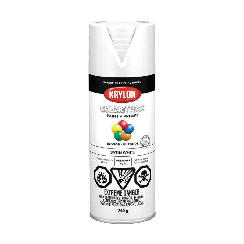 Krylon 455770007 Enamel Spray Paint, Satin, White, 12 oz, Can White
