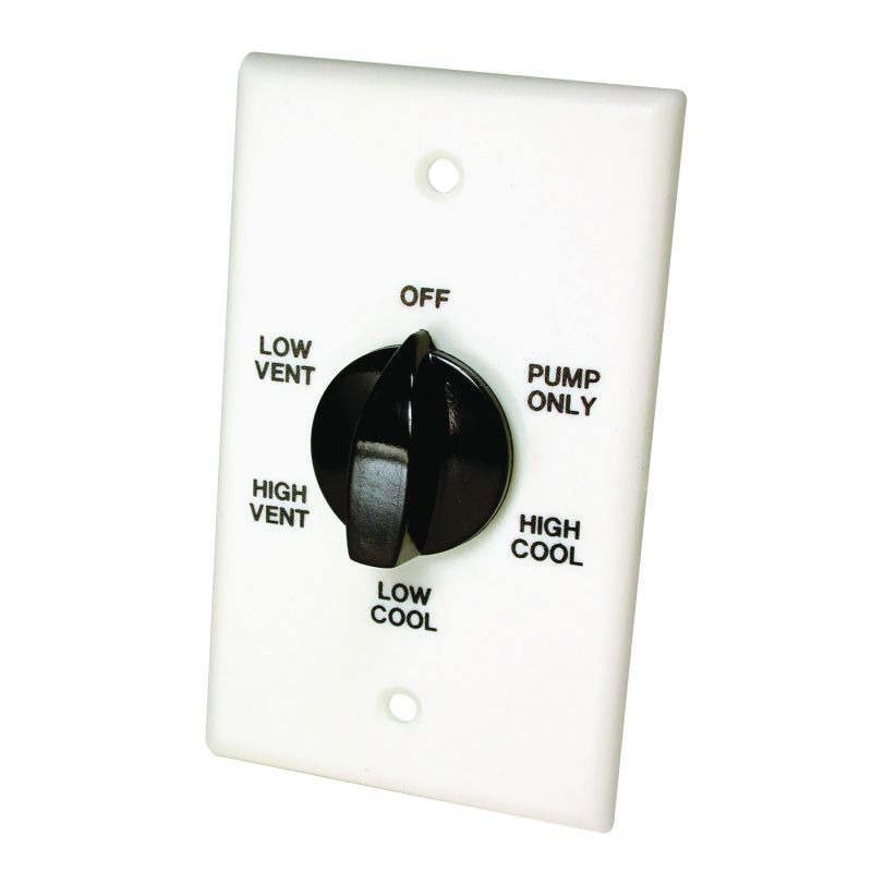 Dial 7112 Wall Switch, 2-Speed, Plastic, White, For: Evaporative Cooler Purge Systems White