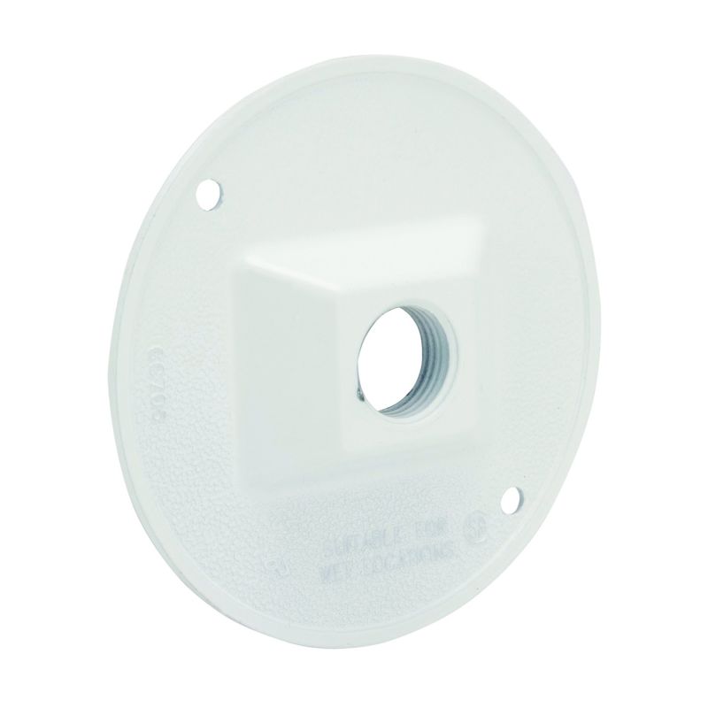 Hubbell 5193-6 Cluster Cover, 4-1/8 in Dia, 4-1/8 in W, Round, Metal, White, Powder-Coated White