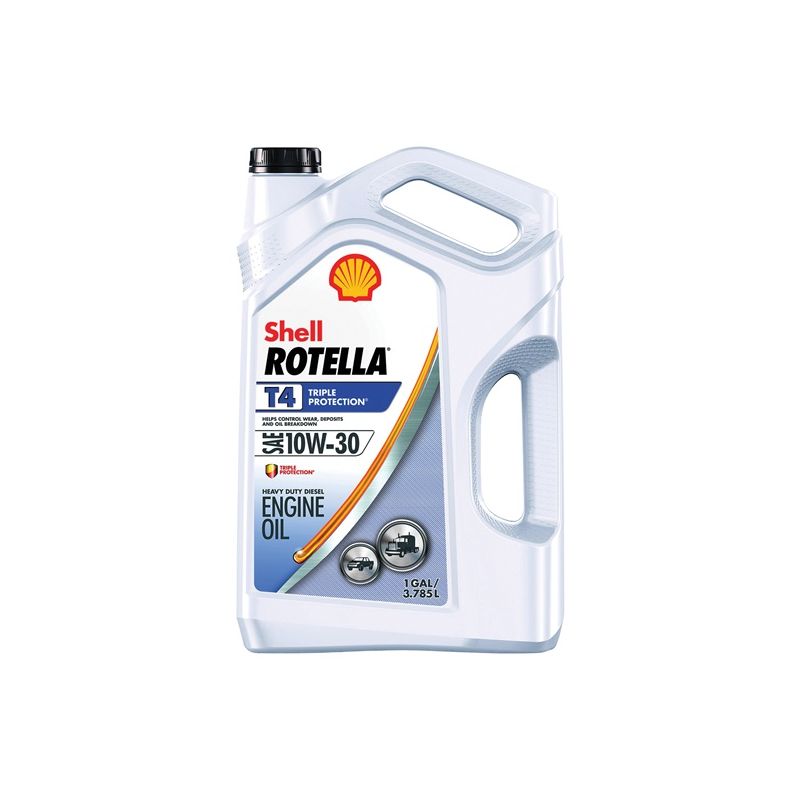 Shell Rotella T4 550045144 Engine Oil, 10W-30, 1 gal Jug Clear Amber
